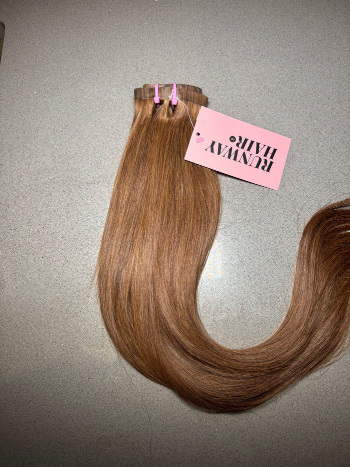 Straight Seamless Clip-In Extensions - 18" / Light Ash Brown